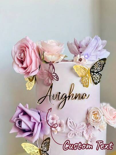 Personalized Name Acrylic Cake Decoration - Suitable For Anniversaries, Elegant Wedding And Engagement Decorations. Graduation Season Cake Brand Name Decoration, Wedding Cake Decoration | Elegant Decoration | Smooth Surface | Multiple Colors | Unforgettable And Memorable Cake Decoration