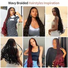 36-Inch Super Long Curly Braided Wig, Lace Front Woven Synthetic Wig With Baby Hair, Lace Box Braid Wig For Daily Wear - Multicolor - View 9