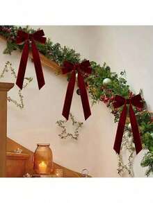 5 قطع زينة عيد الميلاد على شكل فيونكة، فيونكة لشجرة عيد الميلاد - شريط احتفالي، مناسبة لأكاليل العطلات، ديكورات عيد الميلاد، الحرف اليدوية الريفية، ولوازم حفلات عيد الميلاد