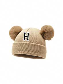 1pc Baby Letter Knitted Hat, Soft, Warm And Comfortable For Boys And Girls Autumn And Winter Outdoor Use.