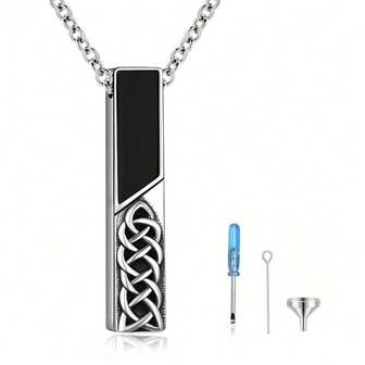 Bar Cross Urn Necklaces For Ashes For Women Men Stainless Steel Cube Cremation Jewelry For Human Ashes Holder Memorial Keepsake Pendant-Always In My Heart