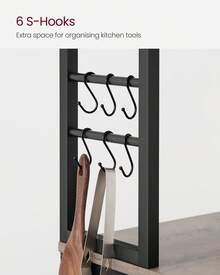 Kitchen Storage Rack, Coffee Bar, Baker's Rack, Total 6 Shelves And 6 Hooks, For Microwave, Steel Frame, Industrial, Greige And Black - 黑色 - 查看 7