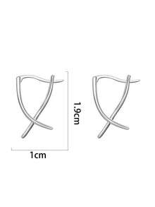 2 chiếc Hoa tai chéo, Hoa tai vòng hình chữ X dành cho nữ - Bạc - Xem 5