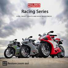 1:12 Scale Friction Powered Motorcycle Toy With Sound And Light Effects, Alloy Die-Cast Motorcycle Toy, Gift For Birthday, Christmas, Halloween - Multicolor - View 6