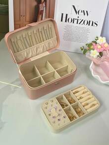 3-stöckiger Schmuckorganizer für Frauen und Mädchen, tragbarer Schmuckhalter mit herausnehmbaren Gittern, Aufbewahrungsbox für Ohrringe, Ringe, Halsketten, Armbänder, Sonnenbrillen