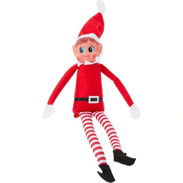 Regalos de Navidad, muñeco de Navidad en el estante, elfos navideños traviesos, muñeco de niño con sombrero, elfos que se portan mal, familia navideña, regalos de Navidad para el Año Nuevo, relleno de media, novedad larga, flexible, niño travieso, con cuerpo suave y cara de vinilo, rojo