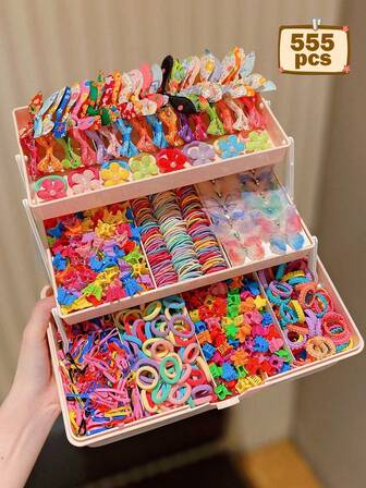 555/100 st. färgglada fjärilshårspännen, moderiktiga söta håraccessoarer, elastiska hårsnoddar, scrunchies, hästsvanshållare, rosetter, lämplig för vardag, gata, fest, skolstart