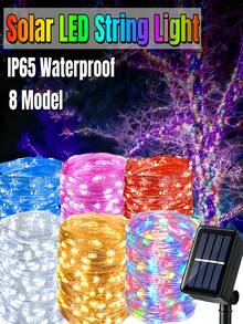 Zewnętrzne lampki solarne, 50/100/150/200/300 LED z miedzianym drutem | Lampki ogrodowe, 8 trybów, gwiaździste światła, wodoodporne, IP65, dekoracyjne lampki świąteczne w kształcie wróżek, na zewnątrz, wesele, do domu, na wesele, do ogrodu, na trawnik, na imprezę, na Halloween (ciepła biel/biel/kolorowe/czerwone/niebieskie/różowe)