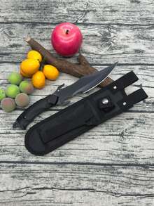 D2 Fixed Blade Knife With Sheath, Fixed Blade Knife Full Tang EDC Tools for Edc Camping Fishing - Blanco y Negro - Ver 2