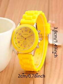 3 piezas Reloj de pulsera de cuarzo de silicona casual y de moda para mujeres, correa cómoda adecuada para uso diario, opción ideal para regalo - Multicolor - Ver 4