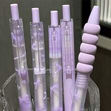 1/4" Cute Bowknot Shaped Push-Button Ballpoint Pen, Fashion, High-Quality, Elegant Quick-Drying Ballpoint Pen With 0.5mm Black Ink, Suitable For Notebooks, Exams, Office Supplies And Student Gifts - Black - View 5