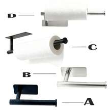 Stainless Steel Toilet Paper Holder - No Drilling Required, Self-Adhesive Wall Mount, Rust-Resistant Metal Tissue Roll Dispenser For Bathroom & Kitchen - Cling Film Rack, Bathroom Accessories - Dual Use Wall Mounted Stainless Steel Paper Towel Holder