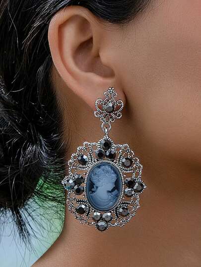1 Pair Vintage Elegant Portrait Earrings For Women, Suitable For Holidays, Birthdays, Dates, Parties, Vacations, Casual Wear