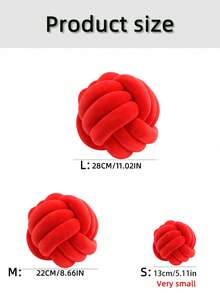 1 pieza Bola retorcida de unicolor hecha a mano, cojín decorativo, decoración de sofá y mesa de café, decoración de dormitorio y mesita de noche, 3 opciones de tamaño, rojo