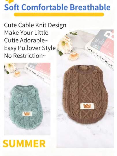 Soft Fleece Warm Dog Coat With Plush Fur Lining - All Season Winter Sweater, Non-Slip Jacket For Small & Medium Dogs, Suitable For Chihuahua, Pomeranian, Shih Tzu - Beige, Pink, Red, Blue, Brown, Black, Gray