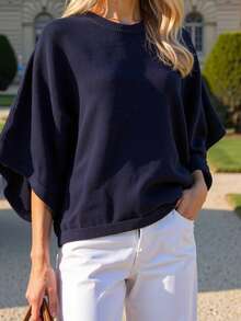 Femmes Tricot Ample à Manches Longues Décontracté, Polyvalent Pour Le Travail Et Le Port Quotidien, Automne/Hiver