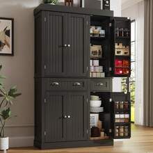 71" Tall Kitchen Cabinet Pantry Storage,Modern Kitchen Hutch Cabinet With Doors And Adjustable Shelves,Large Freestanding Food Pantry With 2 Drawer For Dining Room, Living Room, Hallway - màu đen - Xem 1