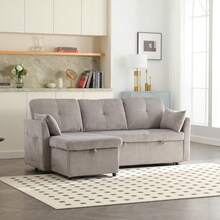 Sofa Bed Set - Light Gray + Velvet + 3 Seat - View 9