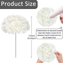 22/46/64Pcs Artificial Flowers Hydrangea Flowers Heads Full With Stems For Wedding Home Party Shop Baby Shower Decor(White) - 白色 - 查看 3