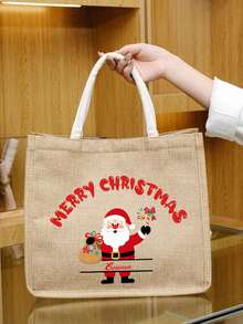 Bolsa de regalo personalizada, bolso de mano navideño personalizado, bolsas de regalo con nombre para fiestas, bolso de mano con logo personalizado, bolso de mano grande y sencillo de gran capacidad, bolso de mano casual y portátil, bolsa de compras multifuncional, bolsa de regalo personalizada - Multicolor - Ver 6