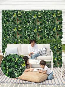 1 Piece Of Artificial Grass Wall, Green Plastic Artificial Leaf Board Wall Decoration, Artificial Spring Grid, Suitable For Gardens, Courtyards, Simple Artificial Leaf Home Decoration, Valentine's Day, Gift Birthday Graduation, Fake Plants