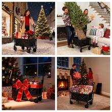 Portable Heavy Duty Wagon Cart – Foldable Collapsible Utility Cart With All-Terrain Wheels For Beach, Shopping & Sports (Black) - 黑色 - 查看 7