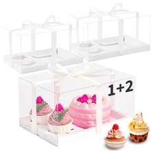 1pc 6 Count/12 Count Cupcake Containers With Gift Ribbon, Plastic Cupcake Carrier Holder For Treat Dessert Muffins Pastry