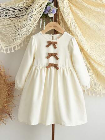 Söta långärmade höstklänningar för unga flickor, moderiktiga vardagskläder, vårkläder för unga flickor