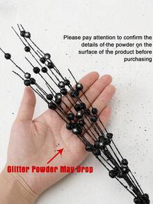 MEHELANY 5 pezzi Steli di bacche artificiali glitterati neri, piante artificiali di 40 cm, ornamenti per raccolta di bacche di agrifoglio finte, rami glitterati per realizzare corone natalizie, decorazioni per la casa, feste, regali, caminetti, vasi da esterno, composizioni floreali, centrotavola