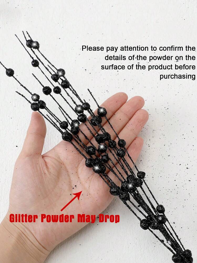 MEHELANY 5 件人造闪光浆果茎黑色人造植物 15.7 英寸冬青浆果采摘饰品假圣诞树采摘饰品闪光树枝用于花环工艺 DIY 家居厨房装饰、节日圣诞节冬季 DIY 家居装饰、手工花环、礼品盒、壁炉、户外花盆、插花、餐桌中心装饰 - 黑色 - 查看 4