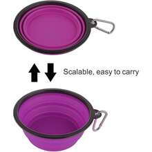 Large Collapsible 34oz Travel Dog Water And Food Bowls, Portable Foldable Dishes With Carabiner Clip, 2 Pack (Purple+Red) - 34盎司-藍色&紫色 - 查看 4
