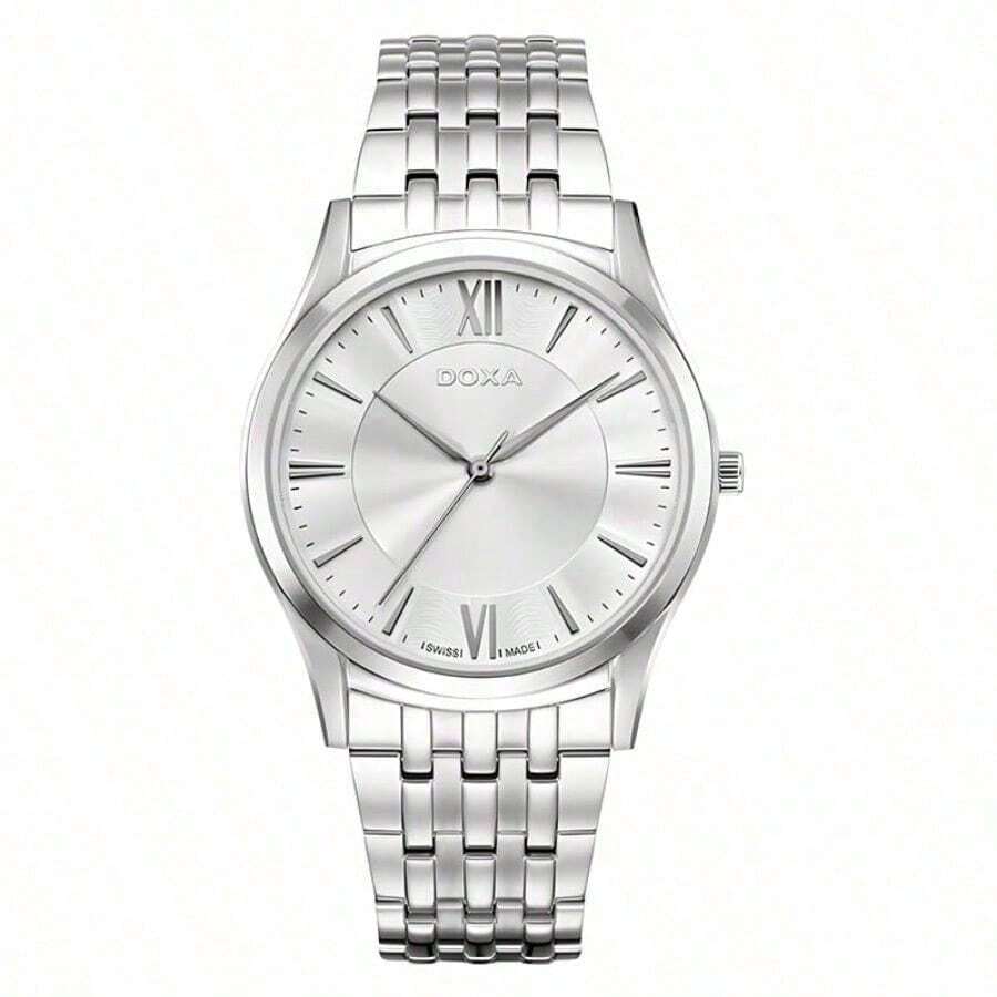 DOXA Reloj de hombre de cuarzo elegante de la colección de viaje de negocios ejecutivos D201SSV