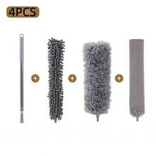 Dust Duster, Microfiber Dust Duster, Dust Brush, Cleaning Duster, Microfiber Dust Brush, Mop; With Bendable Head, Reusable And Washable, Retractable, Durable, Durable, Detachable, Strong Cleaning Power; Suitable For High Ceilings, Living Rooms, Bedrooms, Bathrooms, Cars And Patios; Home Cleaning, Christmas Gifts, Halloween Gifts, Gifts For Various Festivals, Essential Home Cleaning Tools.