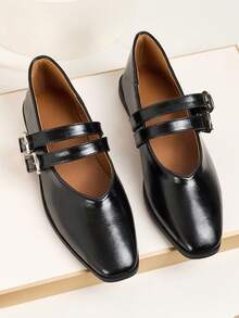 Schwarze quadratische Spitze handgefertigte flache Ballett Mary Jane Schuhe, Slip-On Lässig minimalistische vielseitige Ausschnitt-Outdoor-Schuhe für Frauen, ganzjährig