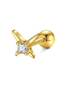 TOKRING 1pc Earrings Studs Thread Ear Studs Stainless Steel Cartilage Helix Earring Stud For Women, Flower Star Shaped 16G Gold Ear Piercing Jewelry - Ear Stud - View 8