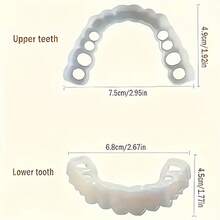 舒适自然贴合全口义齿套装，带收纳盒 - 完美笑容，易于安装，适合所有牙齿形状