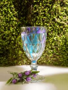 Set Of 4 Glass Cups Table Setting Diamond Lotus Spout Sophisticated Jaca For Water Juice Drinks Kit 4 Pieces 340ml Kitchen - FURTACOR - View 2