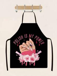 1pc Elegant Chef & Cosmetic Element Pattern Apron, Polyester Fiber, Handwashable, Glossy Surface, Suitable For Home And Professional Use, Professional Apron | Sports Apron - Multicolor - View 5