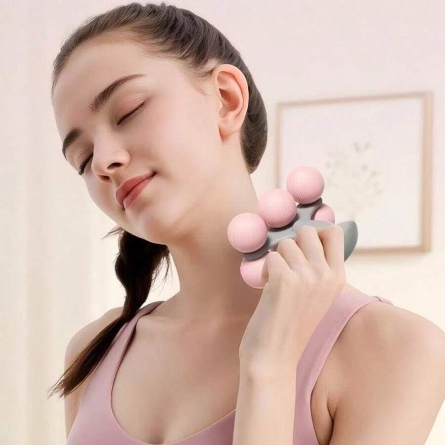 1pc Circular Leg Massager With 6-Wheel Handheld Rollers, Yoga Home Fitness Relaxation Tool, Gym Workout Equipment, Sports Equipment, Gym Equipment, Fitness Equipment, Gym Accessories