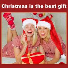 1pc Extra Long Plush Christmas Hat, Red And Black Santa Claus Hat, Suitable For Party, Gift And Home Decoration Christmas Hat, Party Accessories, Soft Material For Halloween, Christmas And Party, Party Christmas Hat