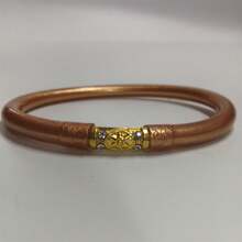 1pc Plastic & Silicone Gold Bangle Bracelet, Hexagram Charm Bracelet Suitable For Women's Daily Wear