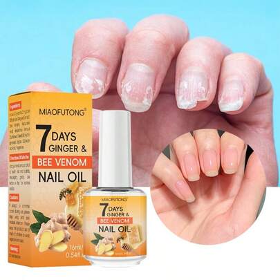 7 Days Ginger & Bee Nails Care Oil 16ml, Smooth Nails Surface Strengthens Reduce Breakage Highly Nourishing For Nails Daily Care Men & Women