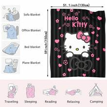 Sanrio 1 pieza Manta suave rectangular de poliéster, nuevo diseño de otoño/invierno, patrón de dibujos animados de Sanrio, adecuado para la decoración del dormitorio y la fiesta, manta de Hello Kitty para otoño/invierno, manta navideña, aplicable para la sala de estar y el dormitorio, buena opción para la siesta en la oficina