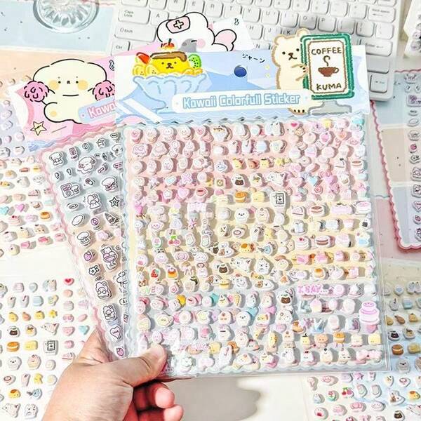 6-In-1 Cartoon Double-Layer 3D Foam Stickers, Cute Animal Sticker Decals, Reward Stickers