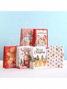 48/24/12 Peças Sacos de Presente de Biscoito de Gengibre de Natal - Sacos de Papel para Guloseimas de Natal com Alças, para Decoração de Festa de Natal e Suprimentos de Férias, Festa de Aniversário, Casamento, Presentes de Natal, Decorações de Natal, Festa de Aniversário, Presentes de Ano Novo, Cores e Estilos Aleatórios Natal Decorações de Natal Pijamas de Natal Presentes de Natal Decoração de Natal - Multicolorido - Visão 4
