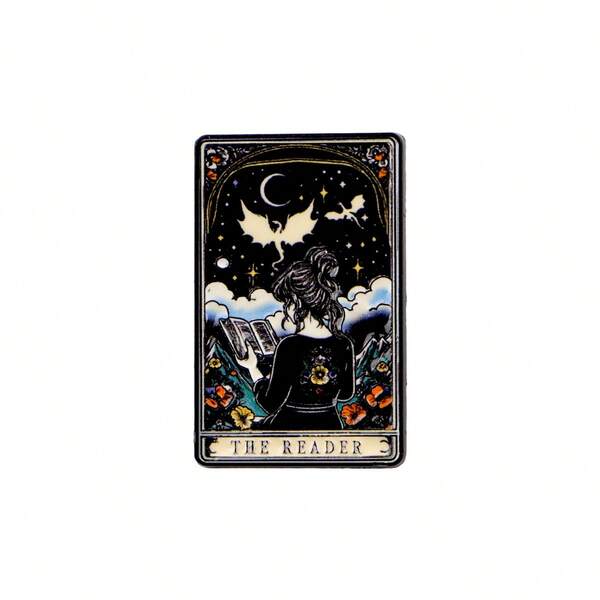 1pc Tarot Card Reading Enamel Brooch Pin - Cute Lapel Pin Badge For Backpacks And Clothes