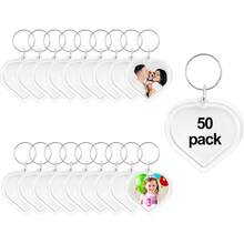 50pcs Pendant Picture Frame Keyrings, Clear Acrylic Photo Frame Keyring Holder, Make Your Own Personalized Keyring Kit, Heart Shaped Blank Photo Insert Keychain For DIY CraftChristmas - 1 - View 7