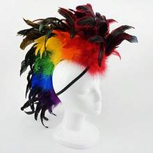 ZUCKER Feather Headdress Costume Mohawk - Fun And Festive Hair Accessory For Halloween Cosplay Parties Valentine's Day Celebrations Pride Events And More - Unique Stylish Headwear For Costume Enthusiasts Seeking Bold Expressions Of Individuality And Creative Fashion - 如圖 - 查看 6