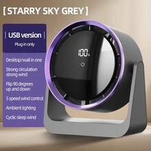 S400 Turbo Fan 100 Speed High-Speed Small Desktop Fan USB Digital Display Wall Mounted Electric Air Circulation Fan - Dark Grey - View 10