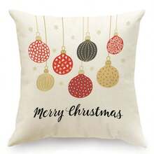 Christmas Colorful Bells Throw Pillow Cover Merry Christmas 18 X 18 Inch Linen For Sofa Couch Decor Room Home Decor Car Cushion Cover